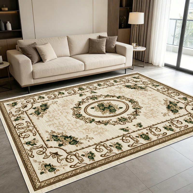 1PC Classic Vintage Floral Medallion Scroll Pattern area rugs for Living Room, Soft and Comfortable, Suitable for all seasons, easy-to-maintain, machine washable Indoor floor mat, Under Table Farmhouse suitable for dining room, bedroom, kitchen,