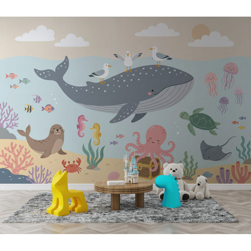 Papier peint sous-marin «Marine Life», L: 210 po x H: 120 po, Peler et coller