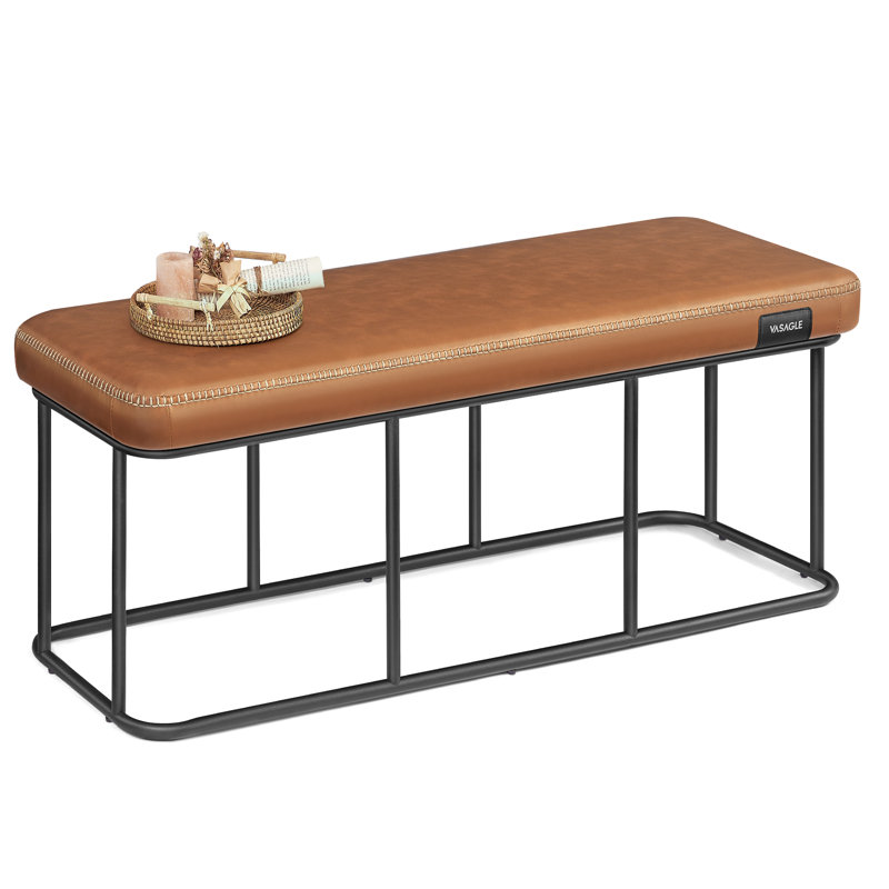 Leather Upholstered Bench, Brown