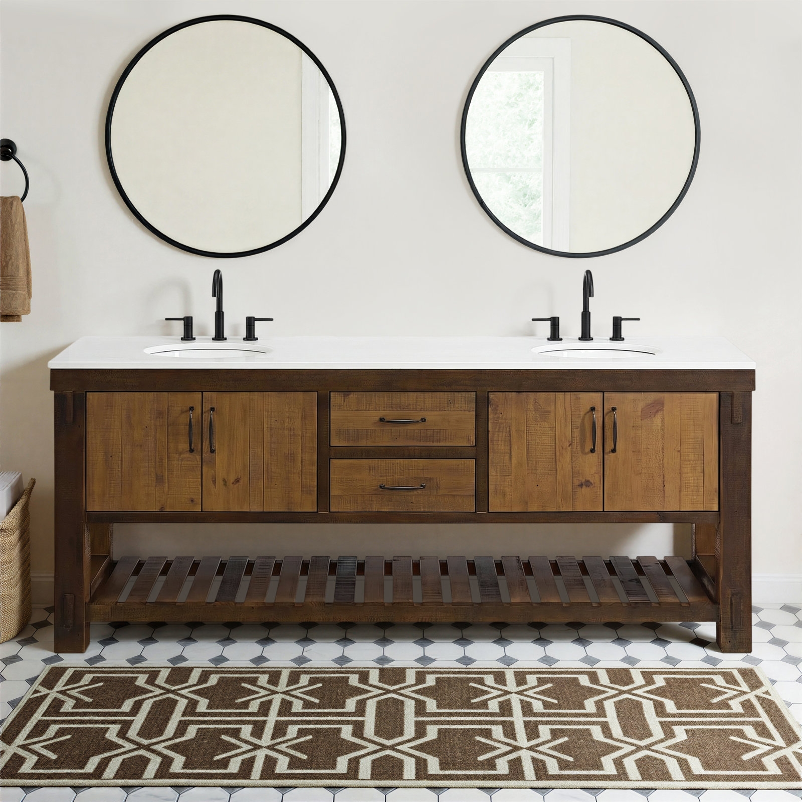 Bromley 84" Double Bathroom Vanity with Quartz Top