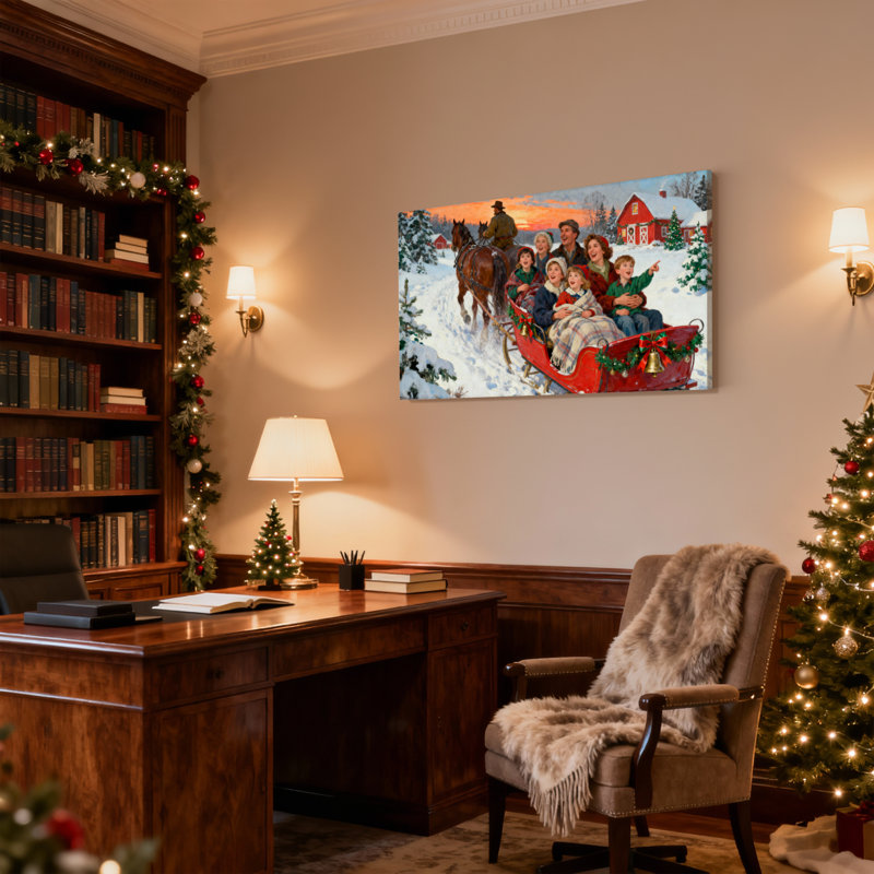 Ensemble de 3 impressions sur toile de Noël en famille, H 20 po x l 30 po