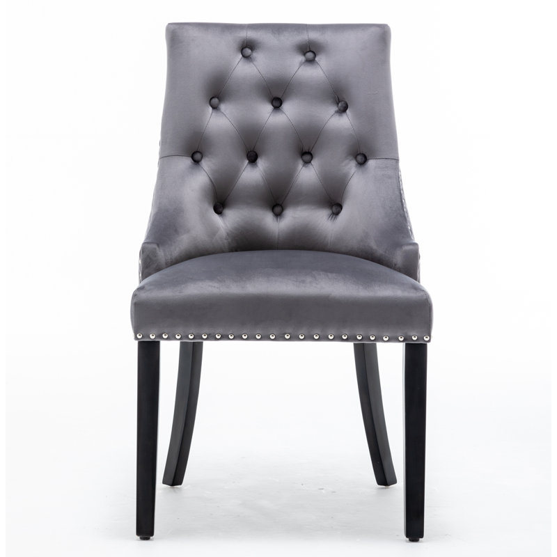 Carranza Upholstered Dining Chair, Dark Grey, 2