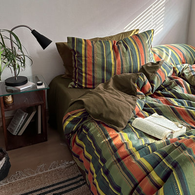 Vintage 3-Piece Cotton Duvet Cover Set With Pillow Shams