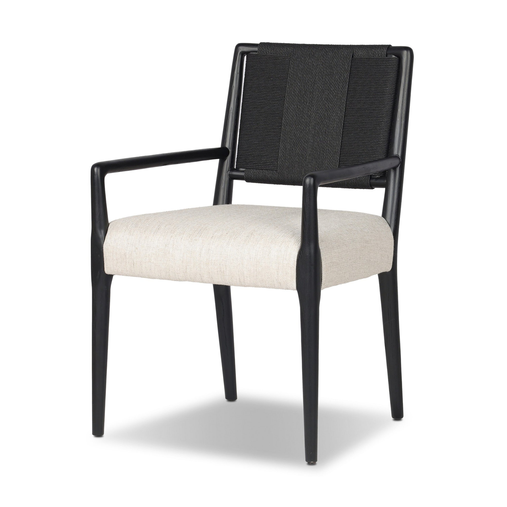 Betha Polyester Blend Armchair Dining Chair, Essence Natural, Black Brushed Ash