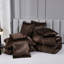 Ensemble d'édredon en satin pour lit très grand 8 pièces Satin Like Brown-123195299-123195284