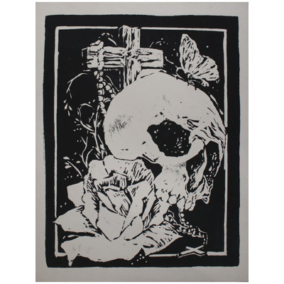 Crâne abstrait | Linogravure sur cartouche | Par Deepa Kushwaha