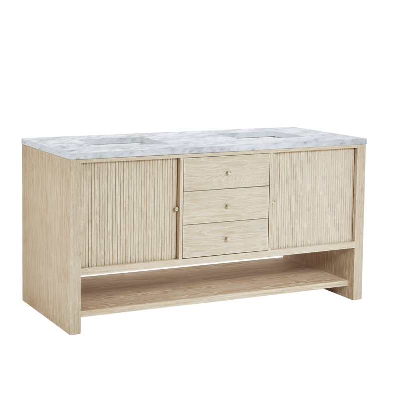 Marigot 72'' W Double Vanity, Carrara White, 8" Widespread