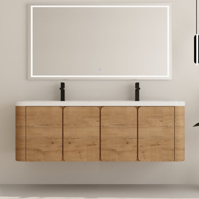 Ensemble de meuble-lavabo double 60 po avec plateau en résine Ardingly