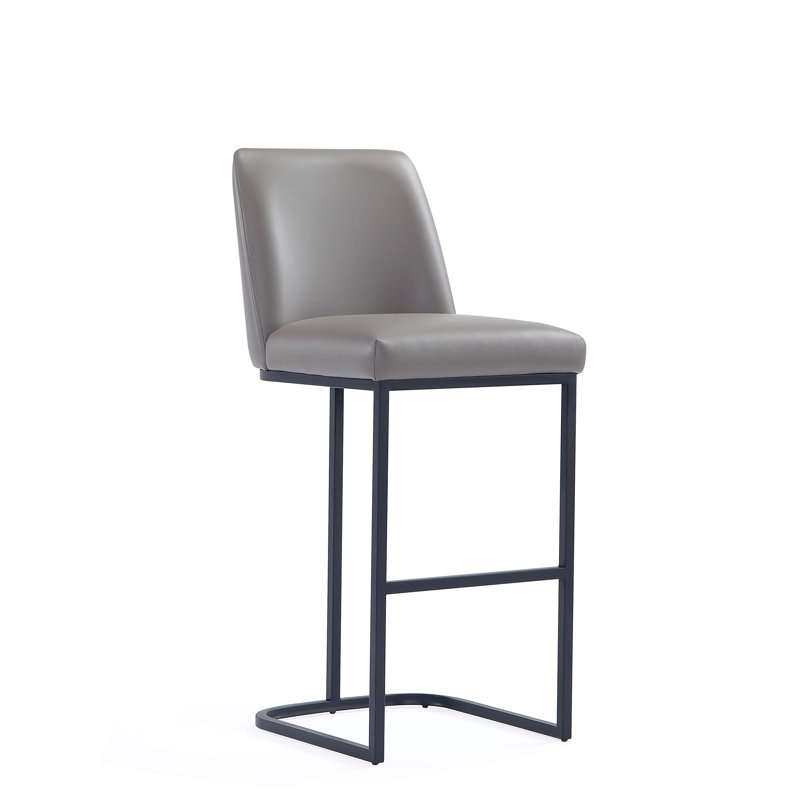 Tabouret de bar en cuir taupe Serena, Tabouret de bar (siège d'une hauteur de 29,13 po), Gris