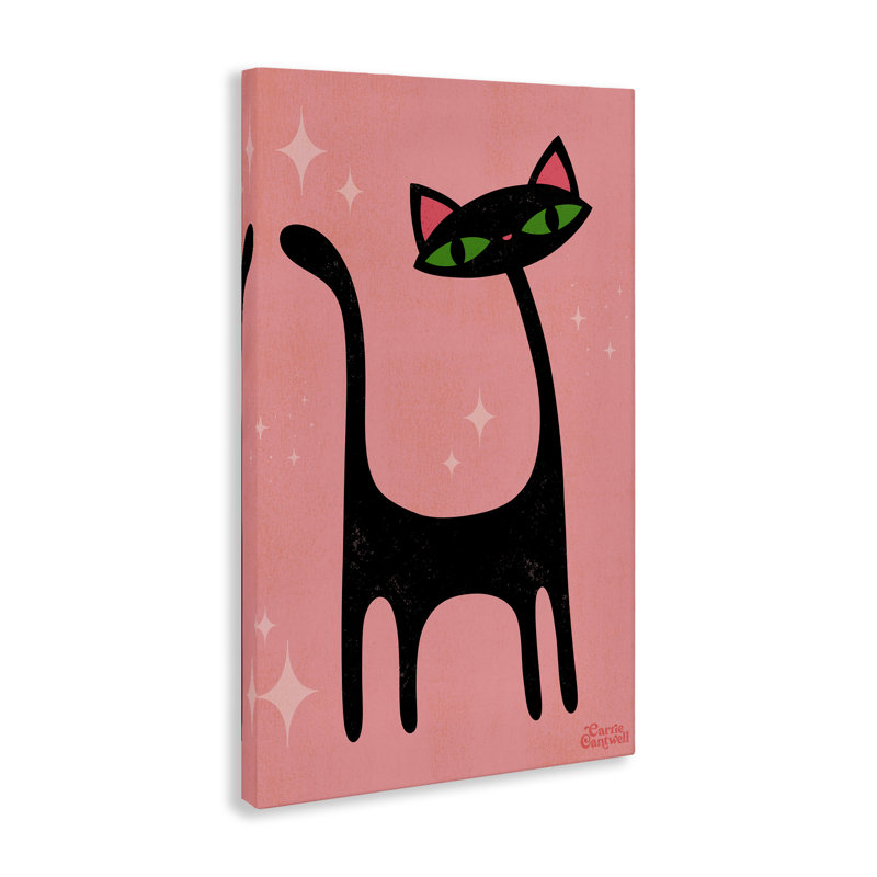 Art mural rétro sur toile de chat noir par Carrie Cantwell, H 24 po x l 16 po