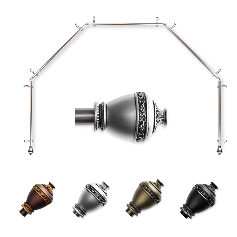 Tringle à rideaux simple réglable 0,81 po Keyla, 28 po à 48 po (chaque côté), Nickel satiné