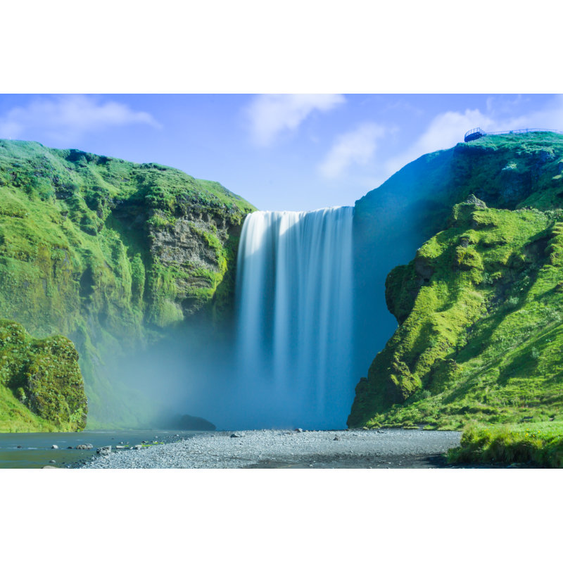 Skogafoss Waterfall by Coultham - No Frame Art Prints on Canvas, 81cm H x 122cm W
