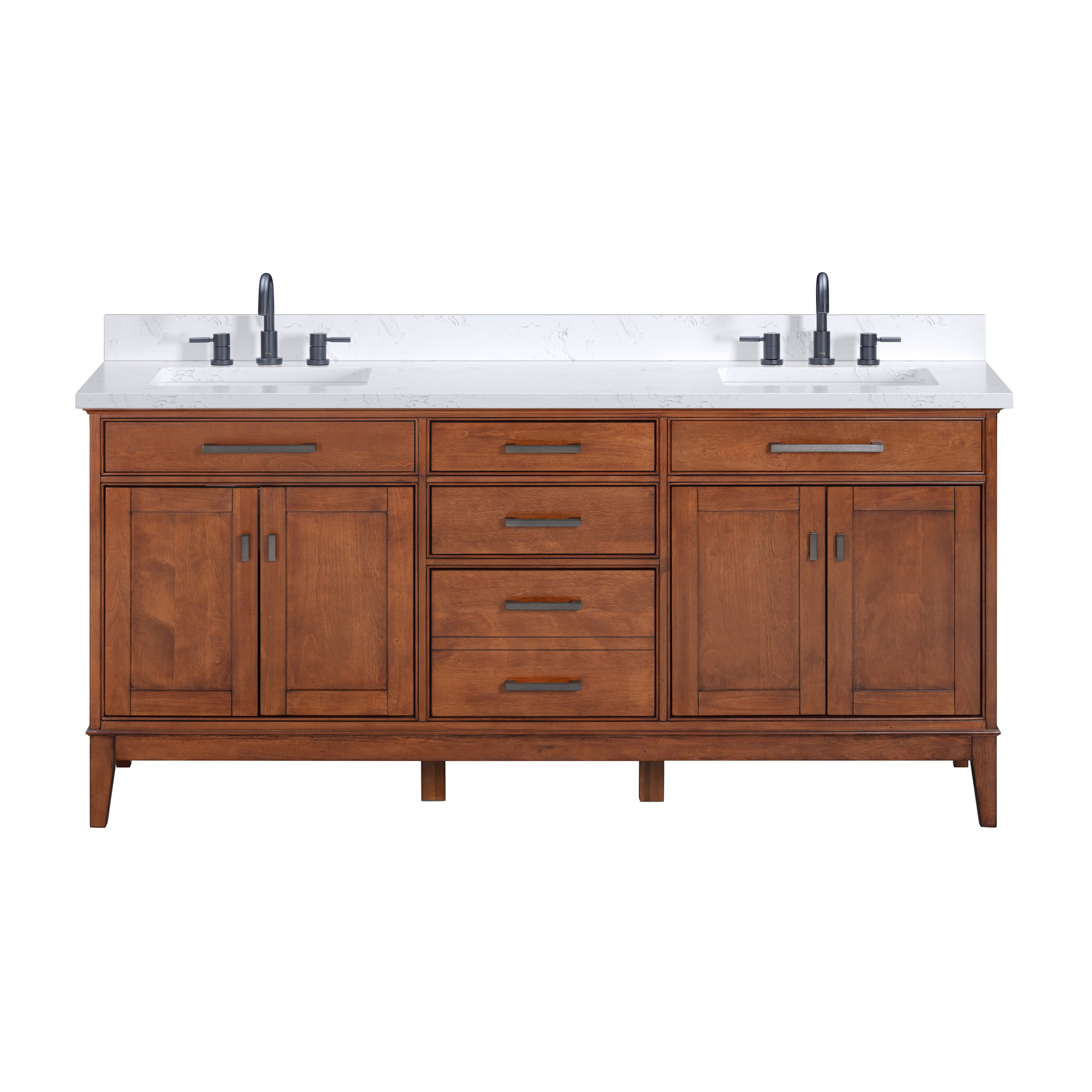 Anglet 73" Double Bathroom Vanity Set, Tobacco, Cala White