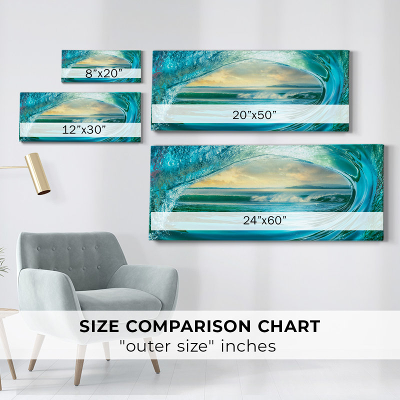 Grande vague sur toile, H 20 po x l 50 po x P 1,5 po