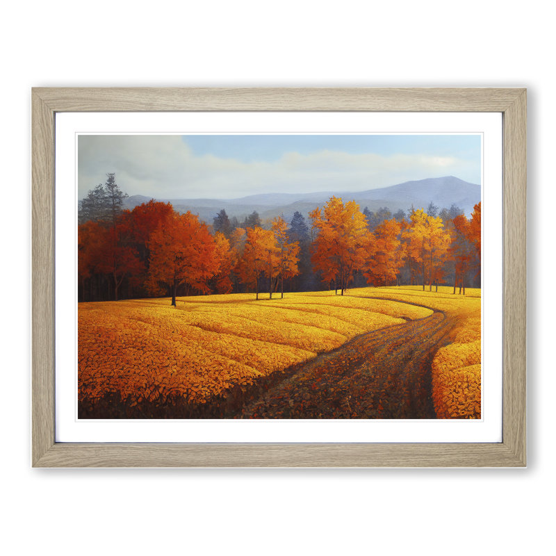Angelical Autumn Forest - Framed Print, 34cm H x 46cm W x 2cm D, Oak