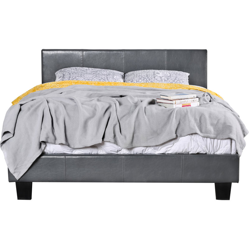 Keilianys Upholstered Low Profile Platform Bed, Gray, King