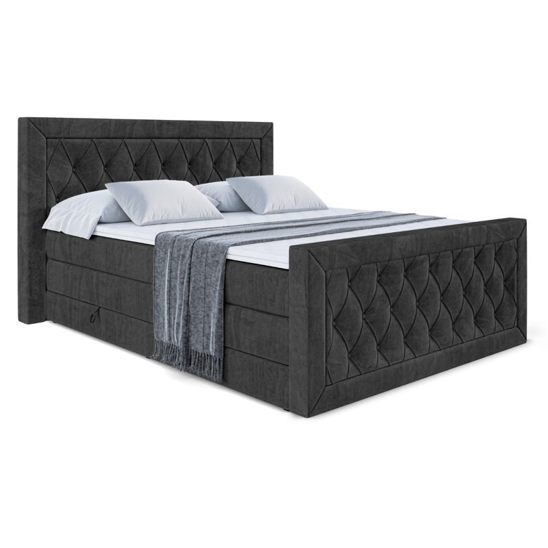 Falkner Pocket Spring Mattress Divan Bed Set, 180cm W x 200cm L, Black