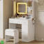 Ensemble de coiffeuse avec miroir et lumières réglables, ensemble de coiffeuse avec 3 tiroirs et banc