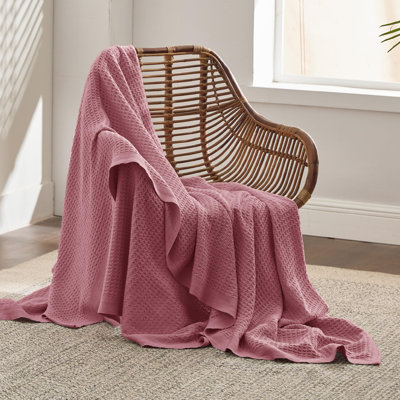 Bedsure Cotton Waffle Weave Throw Blanket