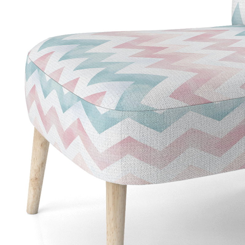 Chaise d'appoint géométrique pour enfants - Chaise d'appoint en velours rose doux à motifs zigzag