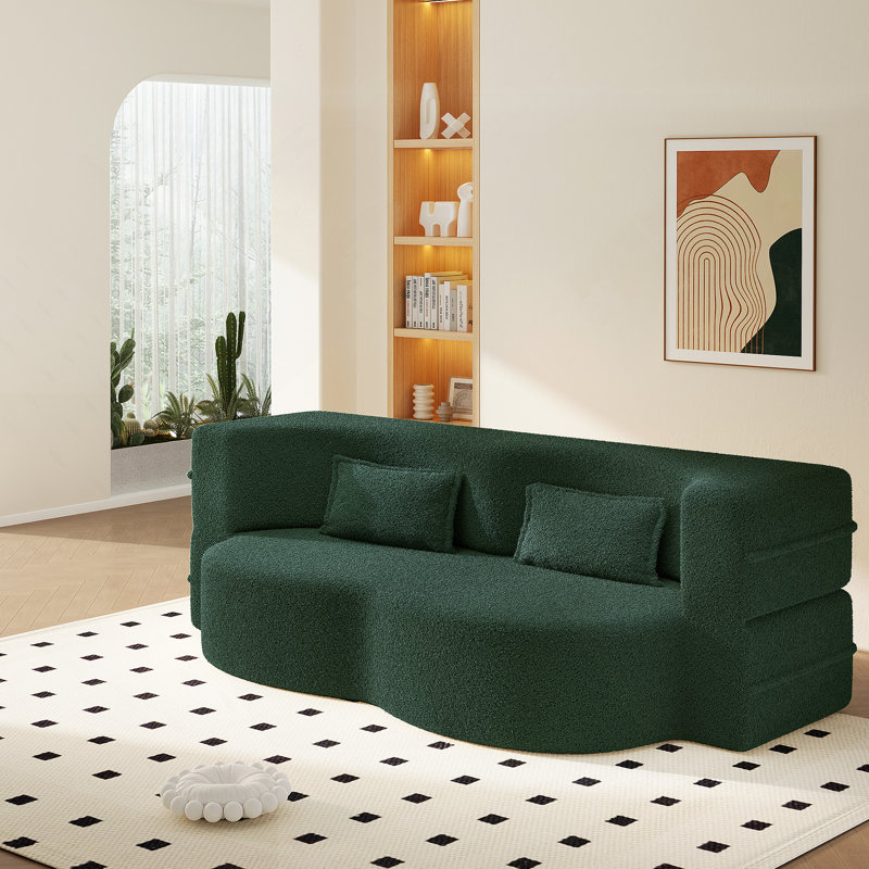 Canapé-lit Boneless Convertible, H 30 po x l 78,7 po x P 38,2 po, Vert