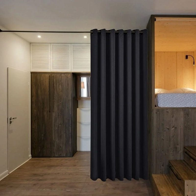 Rideau occultant avec œillets pour porte de patio de chambre à coucher, 1 panneau, Noir