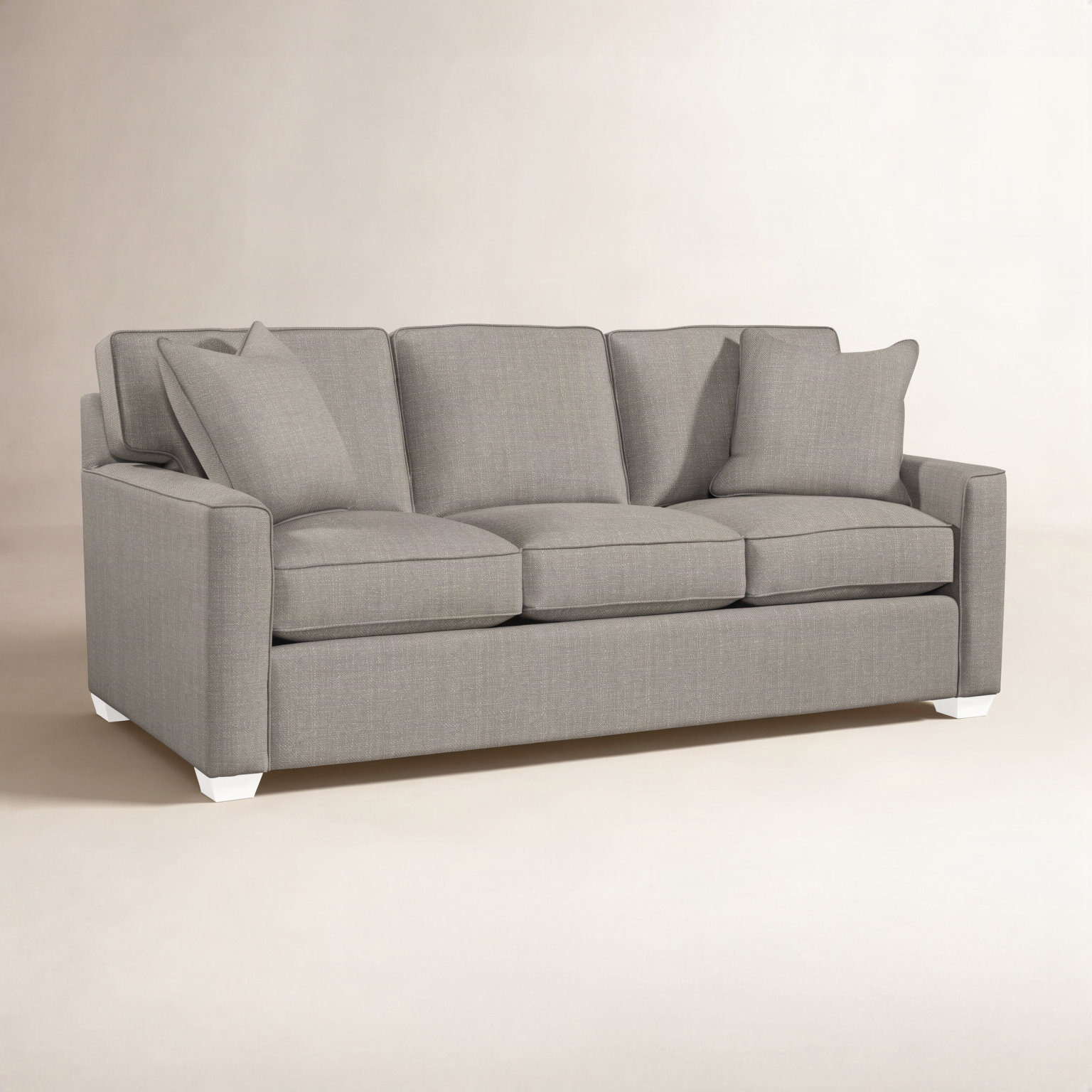 Frye 81'' Upholstered Sofa, Stone Crypton Performance, Innerspring Mattress, Frost White