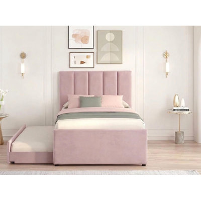  Lit plateforme rose Malla avec lit gigogne simple