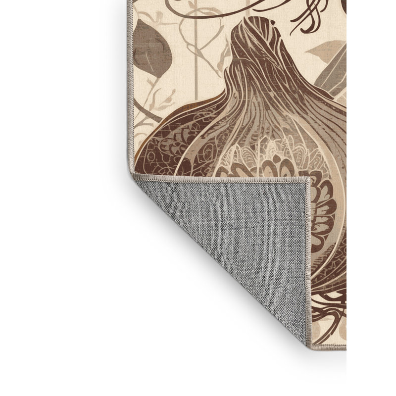 Tapis oriental classique brun et beige lavable à la machine Higgins, 4 x 6