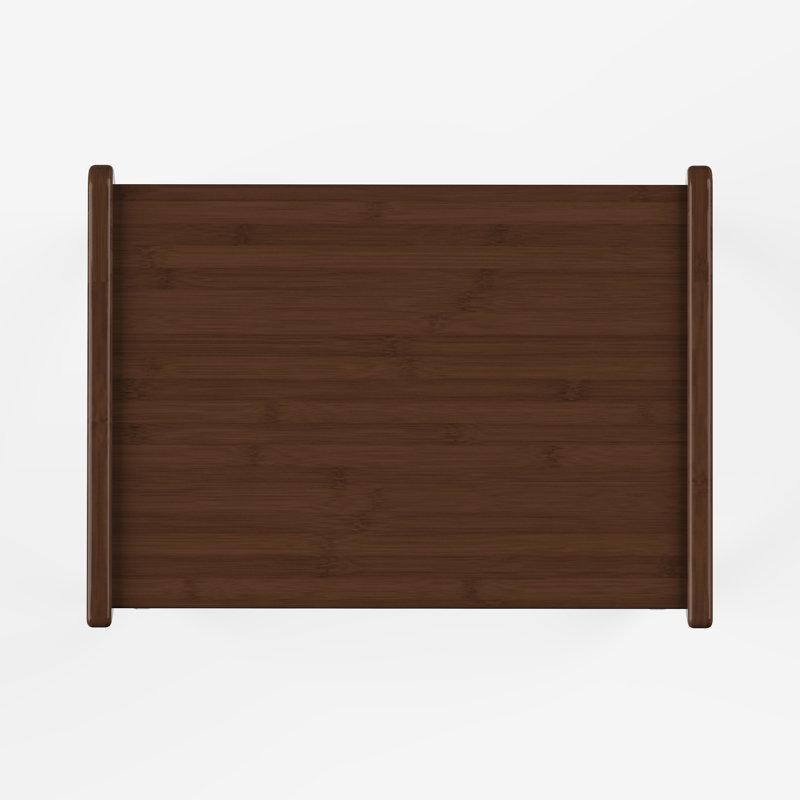 Wooden End Table With Wheels, Bamboo Side Table, Brown Wood