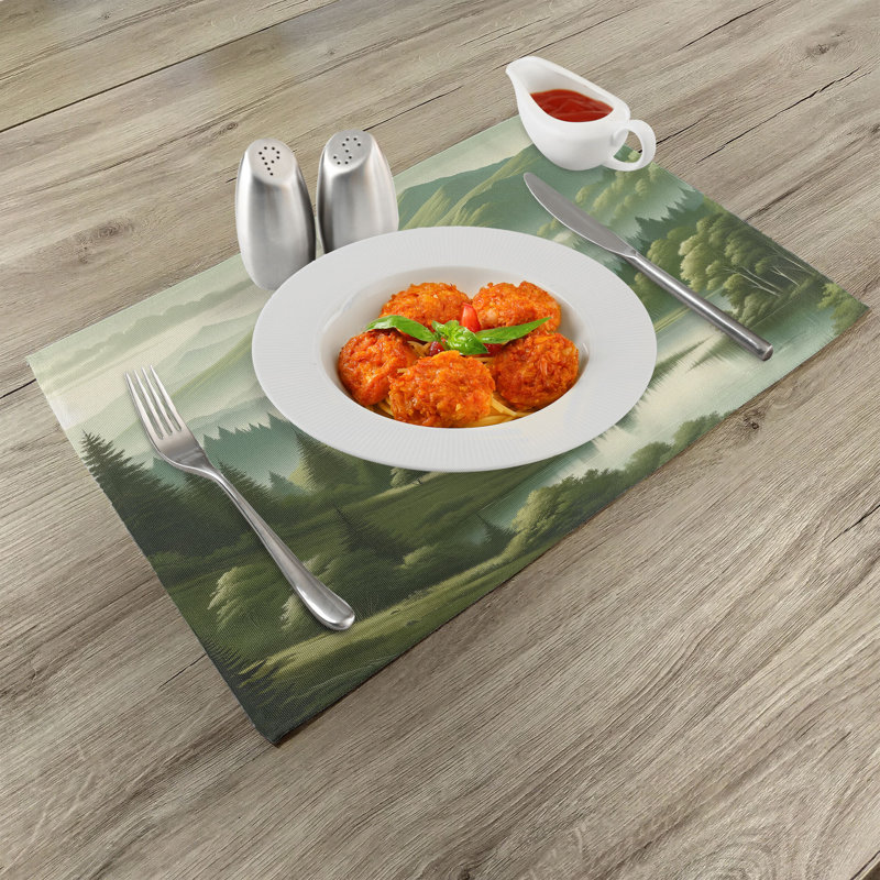 Polyester Slate Brown Teal Rectangle Placemat