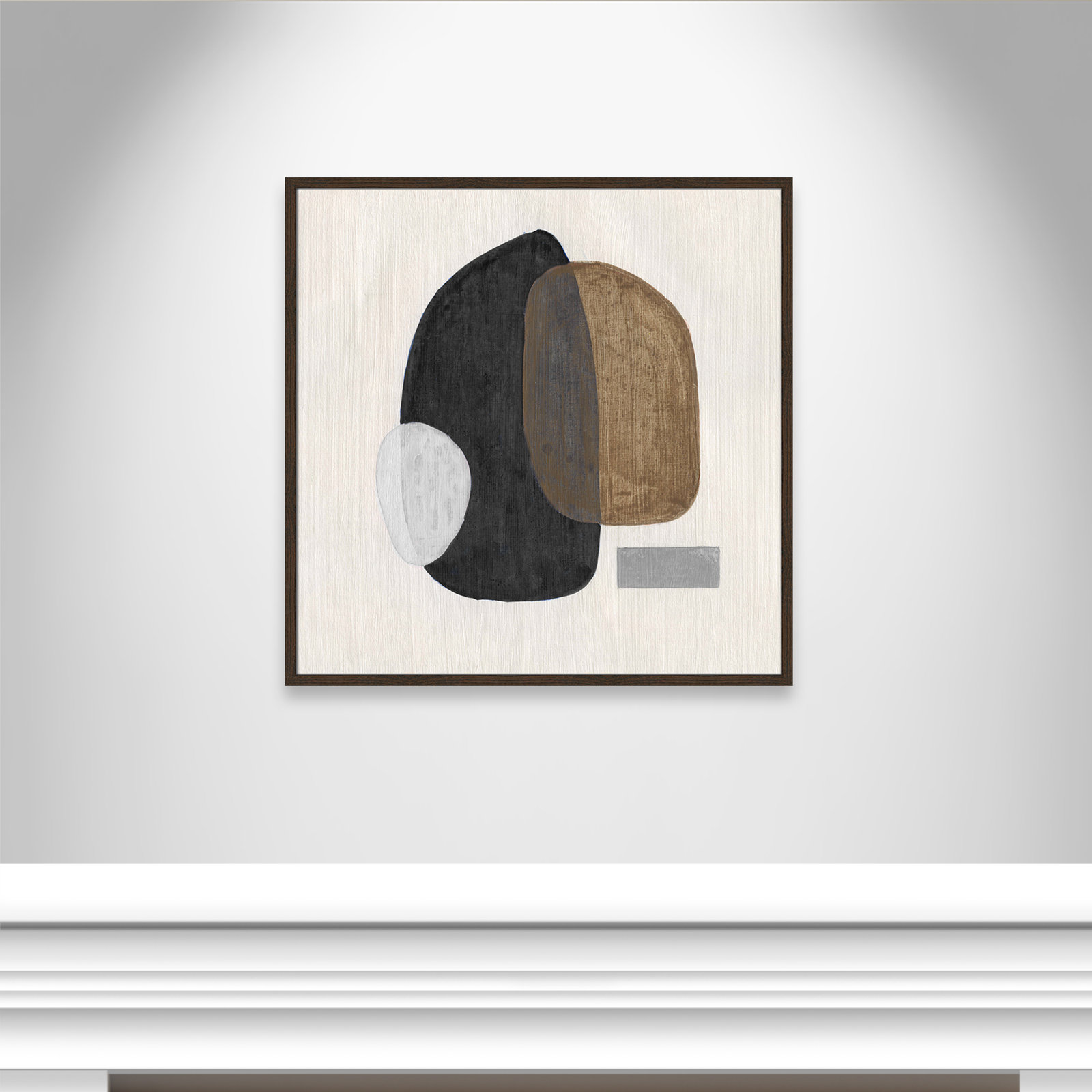 Inola Neutral Stones III Wall Art, 32" H x 32" W, Walnut