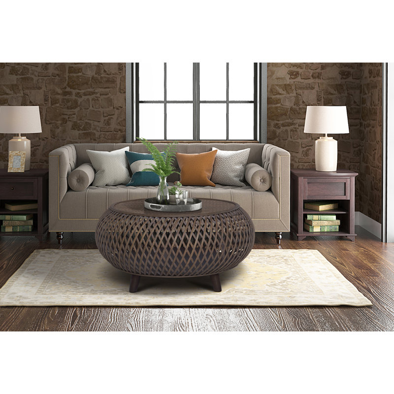 Table basse en rotin Acme, Noyer