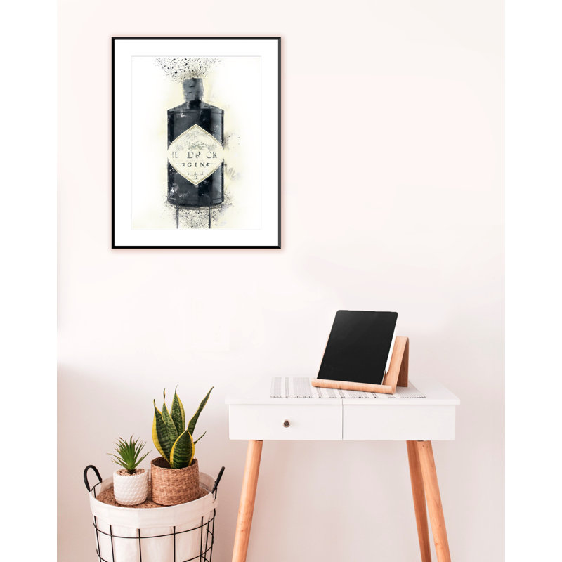 Black Gin Bottle - Single Picture Frame Print