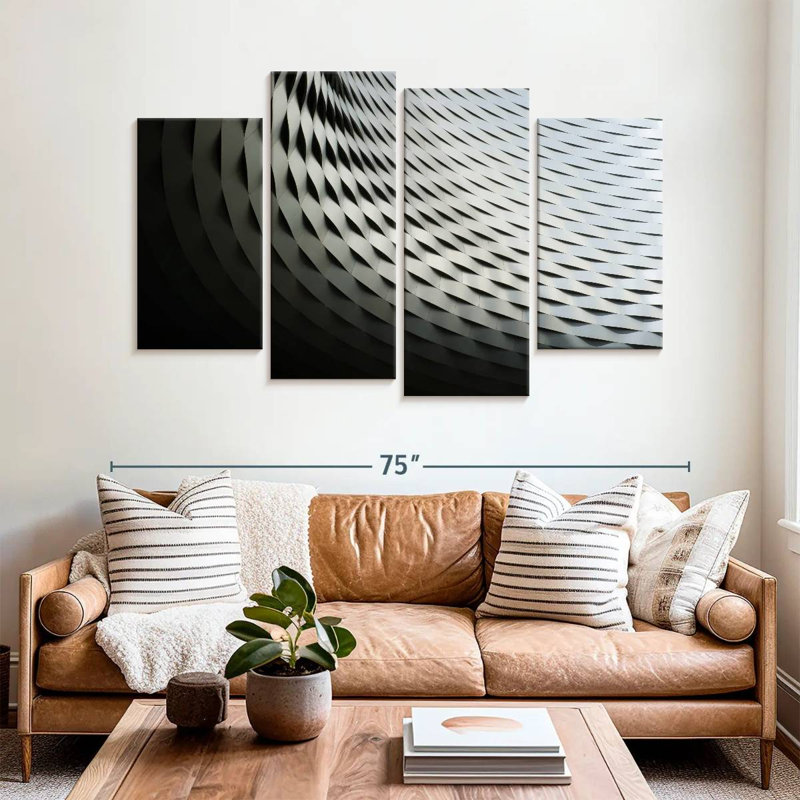 Lilie Abstract Silver Structure, 42" H x 68" W