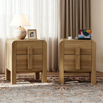 Ensemble de 2 tables de chevet modernes en bois avec tiroirs Adora