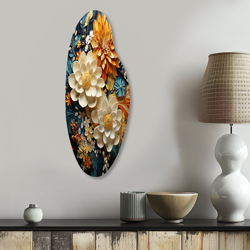 Gastelum - Décoration murale irrégulière en métal à forme incurvée Abstract Botanicals, H 30 po x l 11 po