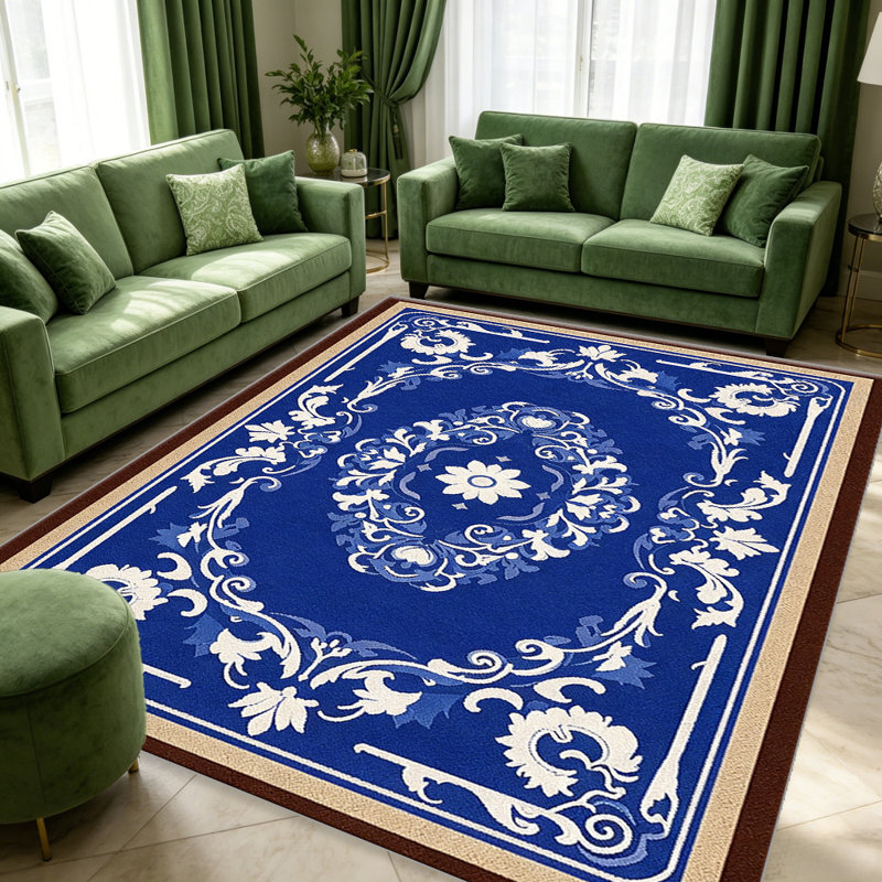Cobalt Blue Classic Medallion Rug   area rugs for Living Room, Soft and Comfortable, Suitable for all seasons, easy to maintain, machine washable Indoor floor mat, Under Table Farmhouse suitable for Bedroom, Dining Room, Study,  Balcony, Home Decor Patio