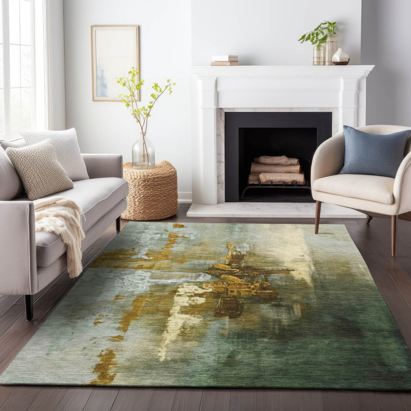 Machine Washable Indoor/Outdoor Cadence ACN2157 Abstract Rug, Rectangulaire 8 pi x 10 pi