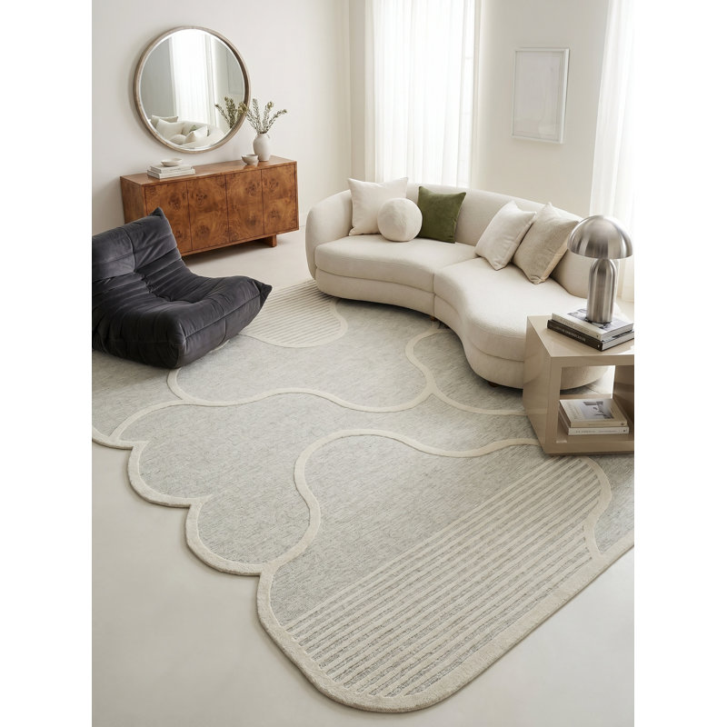 Shell Hand Tufted New Zealand Wool Green/Ivory Area Rug, 10'X14'