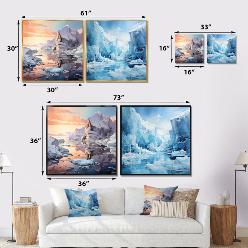 Antartica - Toundra abstraite audacieuse - Paysage d'hiver, Cadre flottant noir, H 16 po x l 33 po