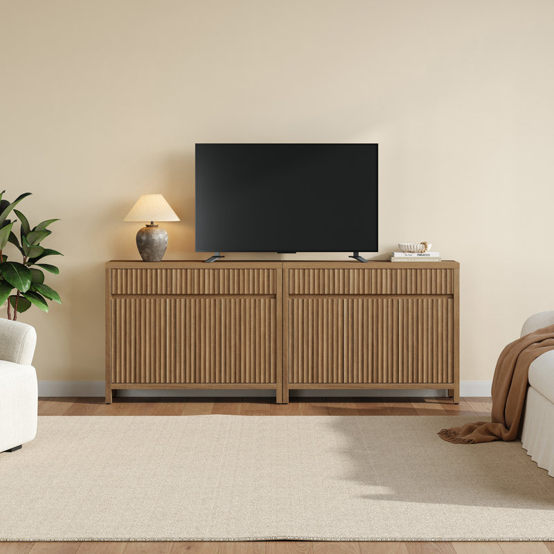 Allete Fluted 2-Drawer And 3-Door Sideboard With Adjustable Shelves, Caramel Oak, 2