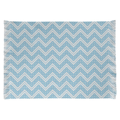Tapis bleues à chevrons à la main inversée classic