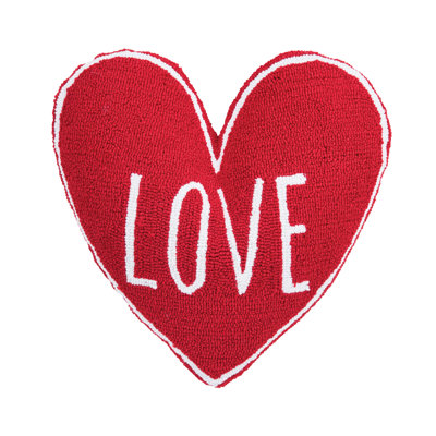 18" x 18" Valentine's Day "LOVE" Heart Shaped Hooked Accent Throw Pillow