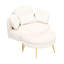 Confortable siège simple en velours côtelé beige avec trois coussins décoratifs et balcon réglable-757808871