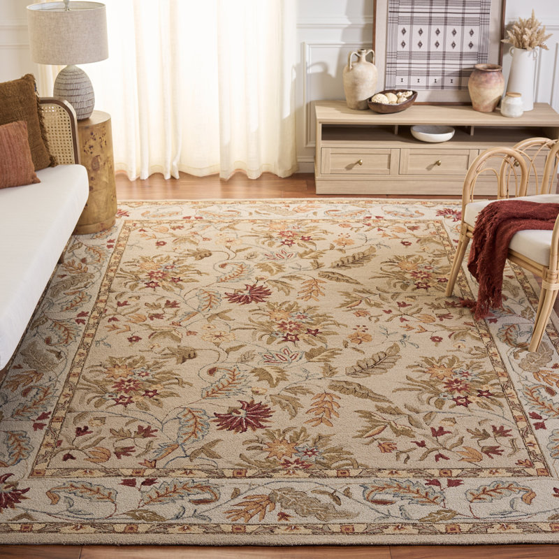 Tapis ivoire en laine crocheté à la main Hollander Missy, Rond 3 pi