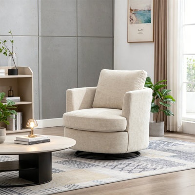 Fauteuil demi-tonneau pivotant 31,9 po et fauteuil d'appoint rond confortable pour le salon