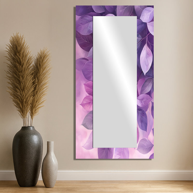 Lilac Leaves Canopy Of The Forest I - Floral Wall Mirror Art - Printed On Metal, 28" x 55"