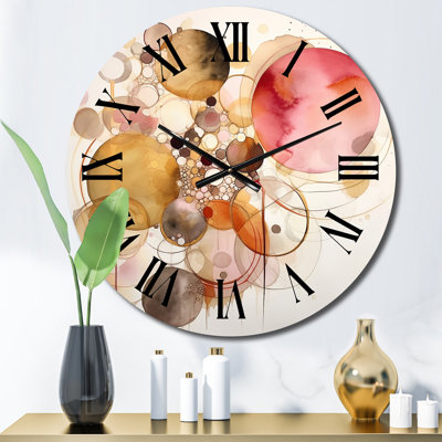 The Way To Grace Vintage Pink Gold Watercolor V Wall Clock