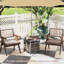 Square Metal Outdoor Side Table With Umbrella Hole , 55cm cm W 55cm cm D